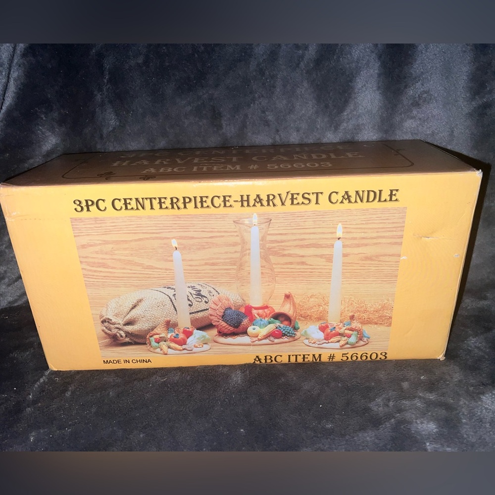 Harvest Thanksgiving 7 PC Candle Centerpiece Turkey ABC Item 56603 New In Box